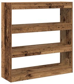 Könyves Szekrény/Szobaelválasztó - Rusztikus Fa - 100x30x103cm - Szerelt Fa
