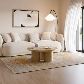 Natúr színű kerek dohányzóasztal tölgyfa dekorral ø 100 cm Arancha – MOME