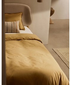 Mustársárga kétszemélyes hosszabbított pamut-perkál ágyneműhuzat 260x240 cm Sifinia – Kave Home