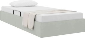 vidaXL Tárolós Ágy fejtámlával Világosszürke 90 x 190 cm Bársony