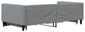 világosszürke kihúzható szövet heverő fiókokkal 100 x 200 cm