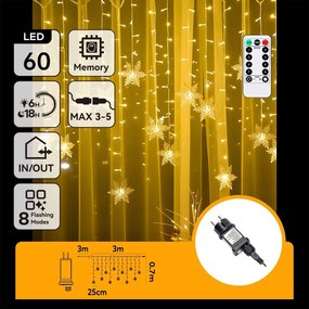 Aigostar - LED kültéri karácsonyi fényfüzér 120xLED/6W/230V/8 világítási mód 3x0,7m IP44 meleg fehér + távirányító
