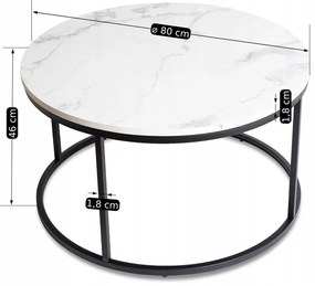 Dohányzóasztal Fehér Márvány/Fekete Színben. CONNY MAX
