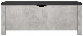 betonszürke szerelt fa tárolódoboz párnával 105 x 40 x 45 cm