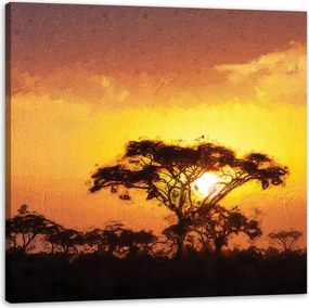 Vászonkép Szavanna Fa Naplemente 90X90 cm Ajándéknak is tökéletes