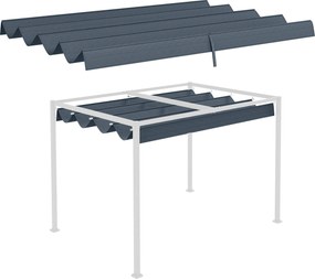 Outsunny Cserélhető Napernyő 2.85 x 2 m Pergolához, Retractable Wave Napernyő Esőlefolyó Lyukkal, UV Védelem 30+, Télálló Árnyékoló Kertbe, Erkélyre,