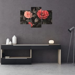 Kép - Vörös virágok sötét háttér előtt (90x60 cm)