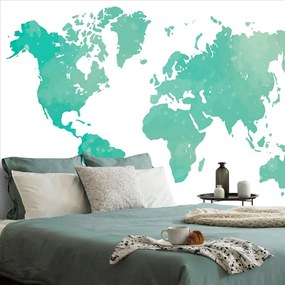 Öntapadó tapéta világ térkép zöld színben