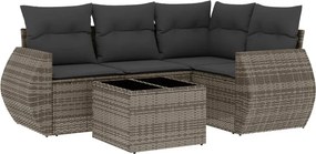 vidaXL 5 részes szürke polyrattan kerti ülőgarnitúra párnákkal