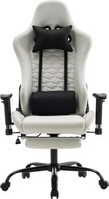 Irodai/gamer szék, fehér/fekete, teherbírás 150 kg, PAPIBAS