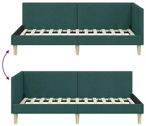 Sarokágy keret Egyéb Sötétzöld 90 x 200 cm Szövet és Mérnöki Fa