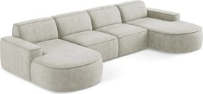 Krémszínű zsenília sarokkanapé (U alakú) Omao – Makamii