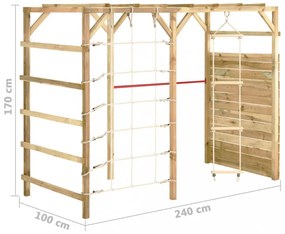 impregnált fenyőfa mászóka 240 x 100 x 170 cm