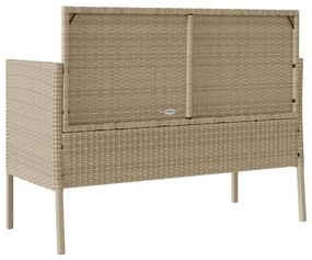bézs polyrattan kerti pad párnákkal
