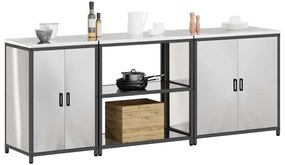 Konyhai Tároló Készlet polcokkal 3 pcs Ezüst 240 x 50 x 92 cm
