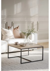 Natúr színű dohányzóasztal tölgyfa asztallappal ø 70 cm Deerfield – Rowico