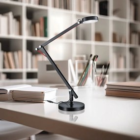 Fekete LED asztali lámpa hajlítható szerkezettel (magasság 90 cm) Amsterdam – Trio