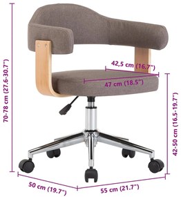 6 db tópszínű hajlított fa és szövet forgó étkezőszék