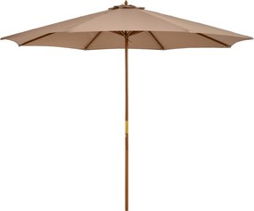 Outsunny Napernyő Ø 300 cm, UV védelemmel ellátott napernyő, Erkély napernyő, akácfából készült strandernyő, Stabil piaci napernyő, Napvédelem strandh