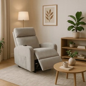 Elektromosan Vezérelhető TV és Relaxfotel Szürke Színben. Felállást Segítő Funkcióval. COLTON