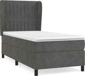 vidaXL sötétszürke bársony rugós ágy matraccal 80 x 200 cm