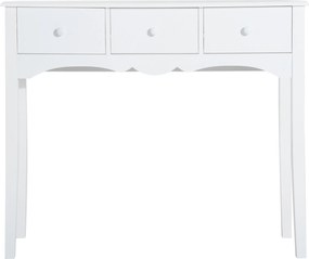 HOMCOM Fa Előszobai Konzolasztal 3 Fiókkal - 45 kg Teherbírás, 100x32x85 cm, Fehér | Aosom