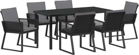 vidaXL Kert étkező szett 7 pcs Fekete Porszórt acél