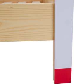 Montessori ágy, természetes/fehér/kék/piros, 90x200, FUTAL