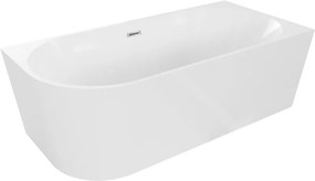 Mexen Mia szabadon álló sarokkád jobb oldali 140 x 75 cm, fehér, krómozott túlfolyó - 52691407500P-01