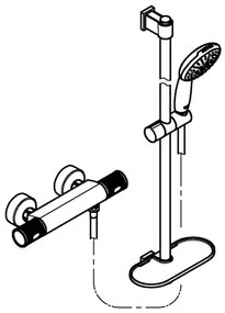 GROHE 34853001 - termosztátos zuhanycsaptelep PRECISION FEEL + 90 cm-es zuhanyszett, króm