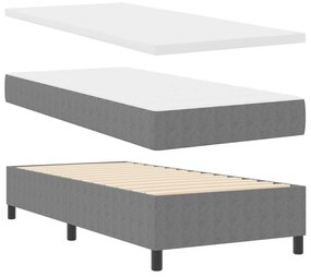 Box Spring Ágy Matraccal Világosszürke 100x200 cm Kordbársony