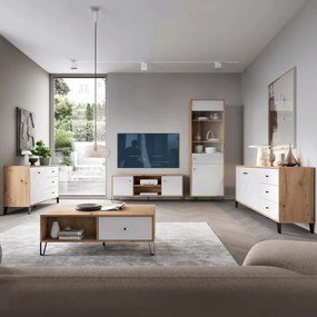 Komód 183 cm Artisan tölgy / fehér színkombinációban - BACARDI