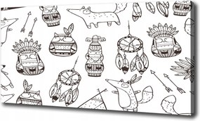 Vászonkép Indián baglyok 120x60 cm