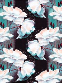 Fotótapéta Fehér Virágok Madarak sötét háttéren Elegancia Nyugalom 206x275 +ragasztó