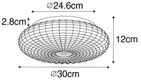 Klasszikus mennyezeti lámpa fekete opál üveggel 30 cm IP44 - Nohmi