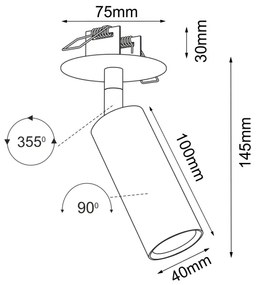 Brosline 3253 - ACE süllyesztett mennyezeti spotlámpa 1xGU10/4W/230V fehér