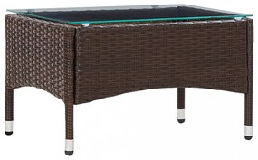 barna polyrattan dohányzóasztal 60 x 40 x 36 cm