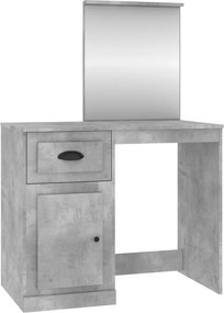 vidaXL betonszürke szerelt fa fésülködő asztal tükörrel 90x50x132,5 cm