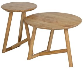 Natúr színű mangófa kerek dohányzóasztal ø 60 cm Mao – Ixia