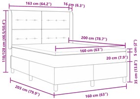 Boxspring Ágy Matrac Esernyő Barna 160x200 cm Szövet