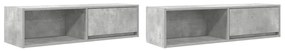 2 db betonszürke szerelt fa TV-szekrény 100x31x25,5cm