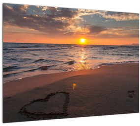 Egy szív képe a homokban (üvegen) (70x50 cm)