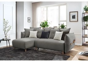 Világosszürke kinyitható sarokkanapé (variálható) Nessa – Bobochic Paris