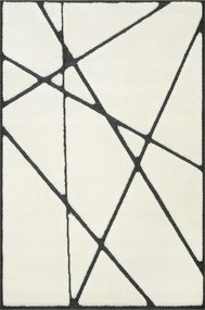 Shaggy Szőnyeg Krém Fekete Háromszögekkel Szizál Nappaliba Lula Vonalak 200x290 cm