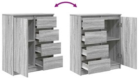 szürke sonoma szerelt fa tálalószekrény fiókos 71x35x84 cm