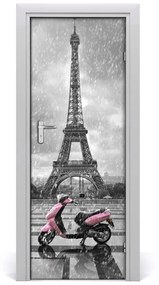 Poszter tapéta ajtóra Eiffel-torony robogó 75x205 cm