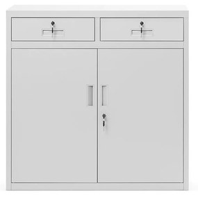 Fém irodai szekrény fiókokkal LENA, 900 x 900 x 400 mm, szürke