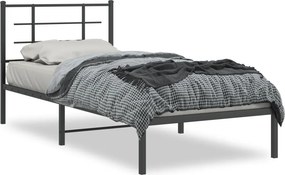 vidaXL fekete fém ágykeret fejtámlával 90 x 200 cm