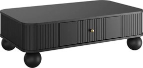 Vesper dohányzóasztal 103x60 cm fiókkal - fekete, arany fogantyúkkal, gömb lábakkal