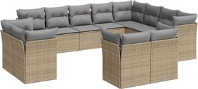 vidaXL 12 részes bézs polyrattan kerti ülőgarnitúra párnákkal